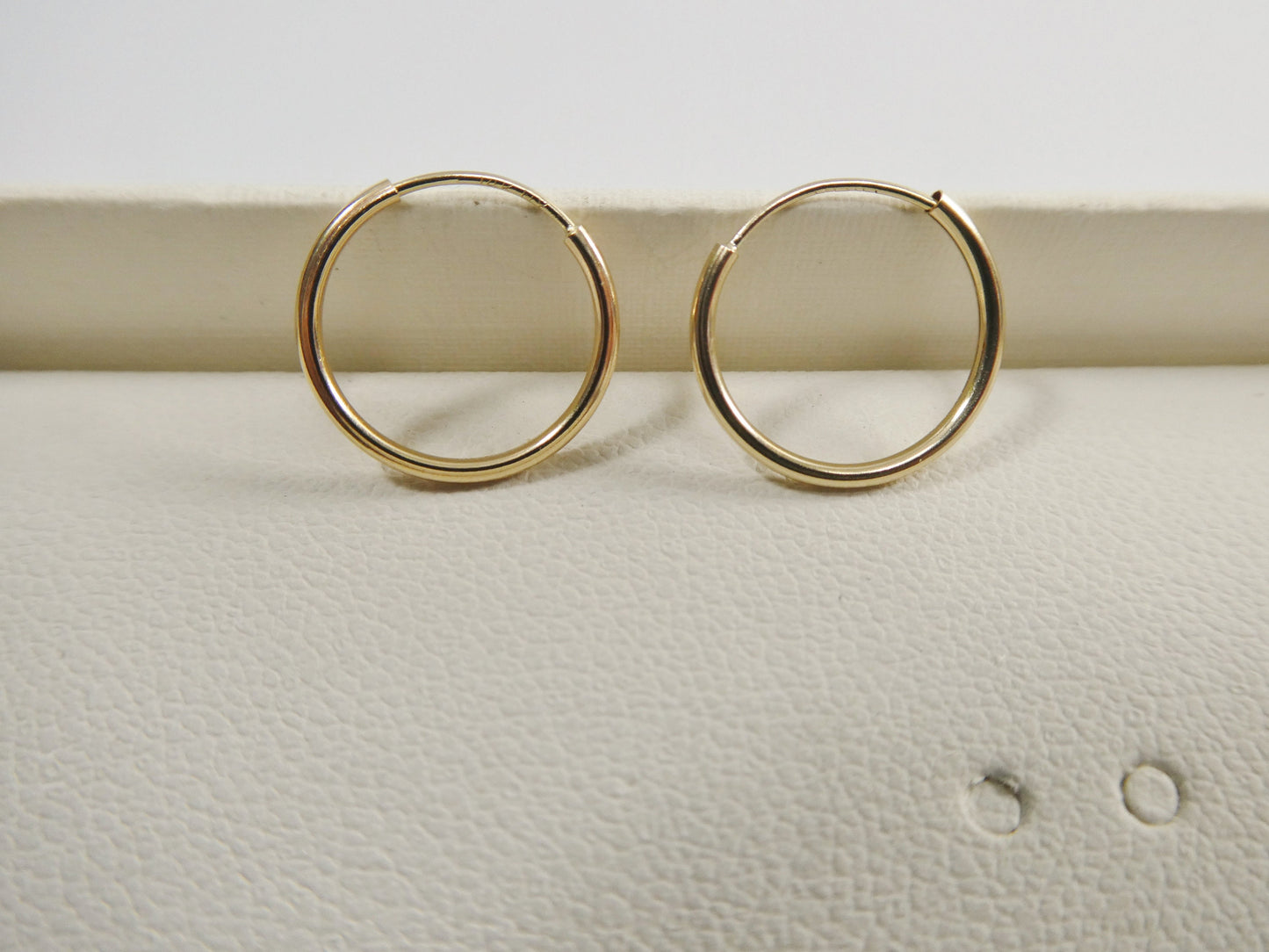 real 14k solid yellow gold 12mm endless small hoop lightweight hoop earrings