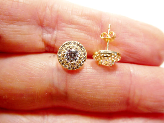 real 10k solid yellow gold round shape push post stud earrings