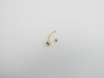 14k Real Solid Yellow Gold Plain Ball Belly Ring