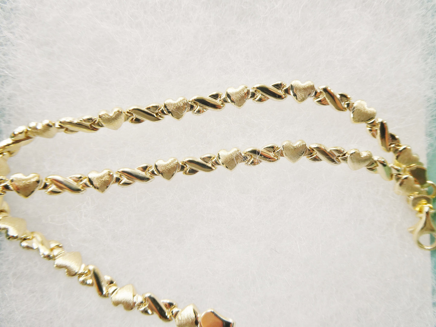 real 10k solid yellow gold 5.5/6.5/7 inch children/women xo heart bracelet