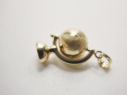 14k Real Solid Yellow Gold Globe Pendent & Robe Necklace