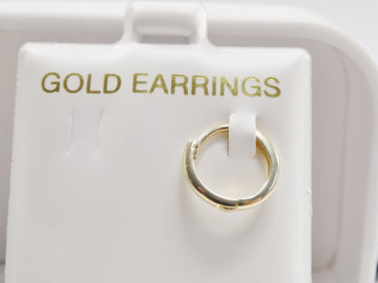 Real 10k Solid Yellow Gold 12mm High Polish Plain Hoop Huggie Earrings