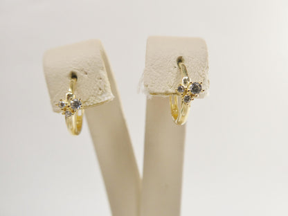 Real 10k Solid Yellow Gold Designer Hoop Huggie Earrings