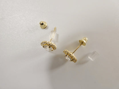 Real 10k Solid Yellow Gold Screw Post Circle Stud Earrings