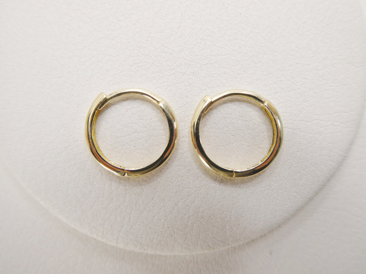 real 10k solid yellow gold 13mm plain hoop huggie earrings