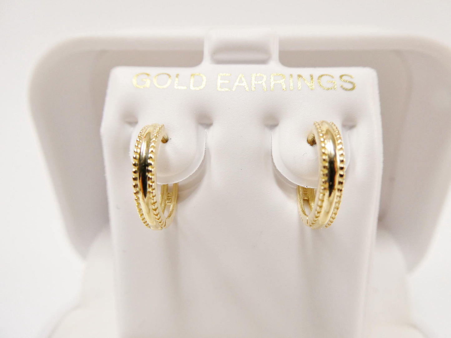 real 10k solid yellow gold designer hoop huggie earrings