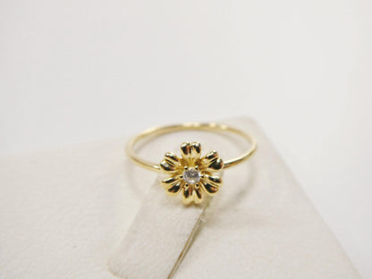 Real 10k Solid Yellow Gold Women's Classic Micro Pave Setting Ring