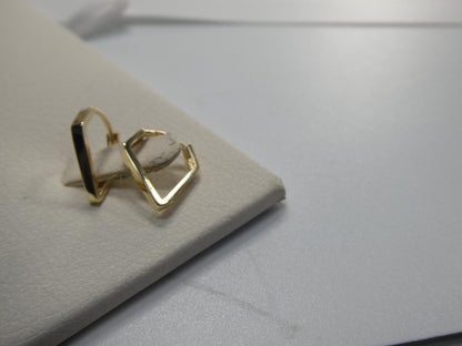 Real 10k Solid Yellow Gold Designer Plain Triangle Polish Hoop Huggie Earrings