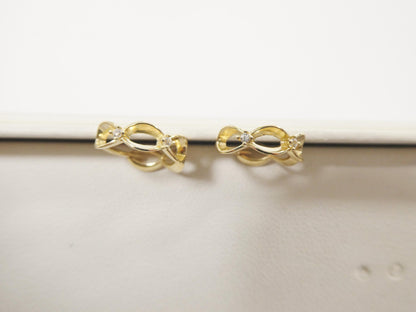 Real 10k Solid Yellow Gold Designer Hoop Huggie Earrings