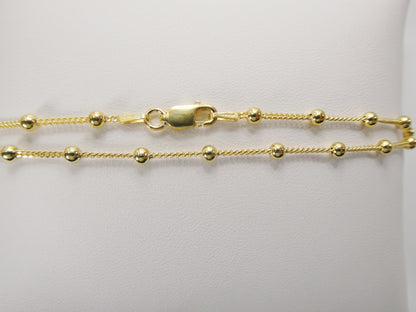 Real 925 Sterling Silver Link Ball 10 Inch Anklet 14k Yellow Gold Finish