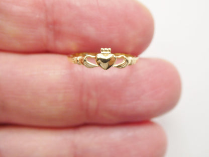 10k Solid Yellow Gold Women Girl Claddagh Ring