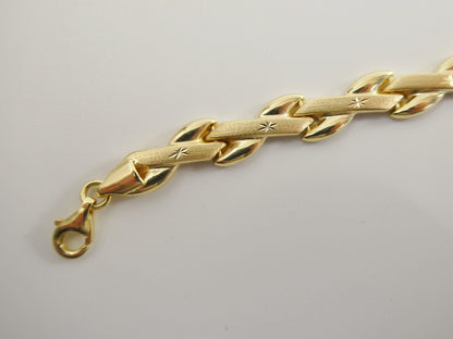 7.50 Inch Real 925 Sterling Silver XO Style 14k Gold Tone Finish