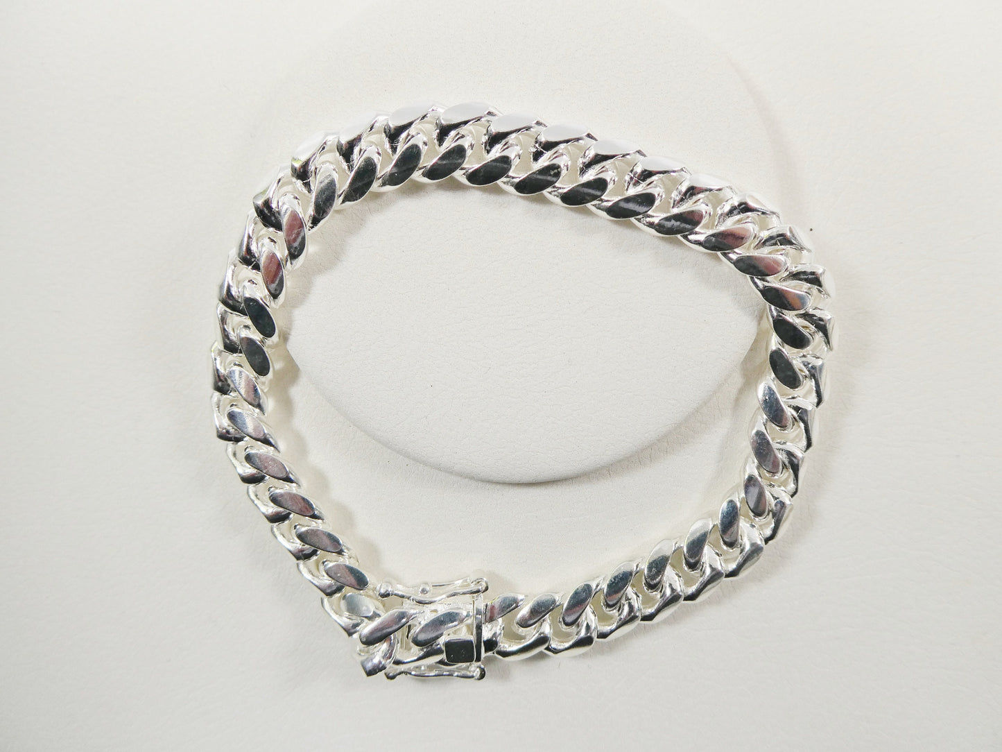 10mm real Miami link solid 925 sterling silver men bracelet safety box lock