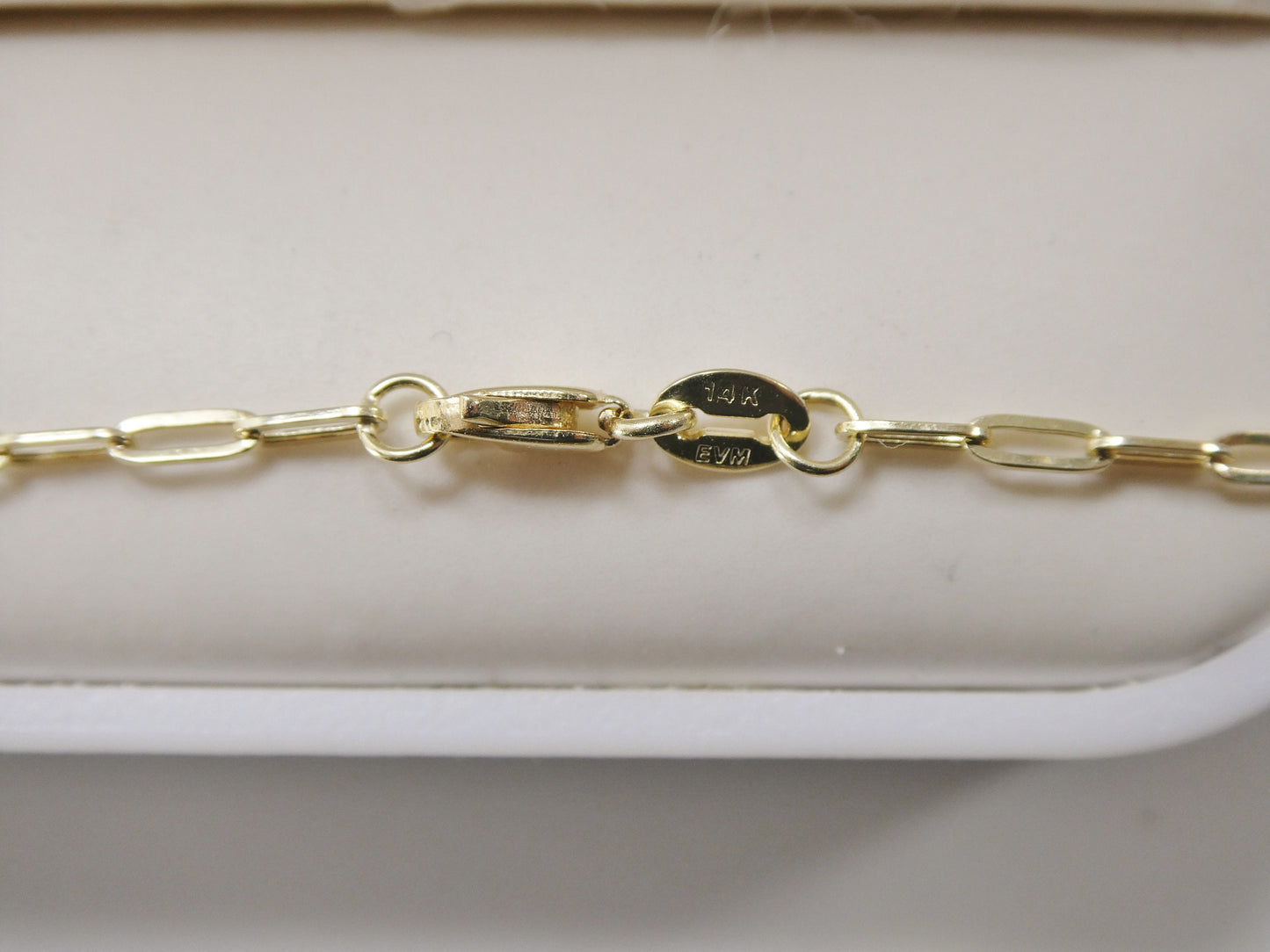 14k real solid yellow gold tiny small 2mm paperclip chain necklace