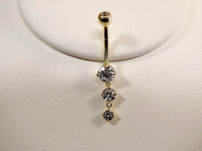 14k Real Solid Yellow Gold Flower Belly Button Ring Piercing