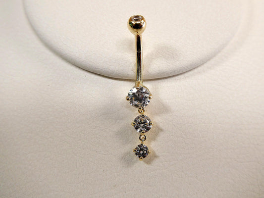 14k real solid yellow gold flower belly button ring piercing