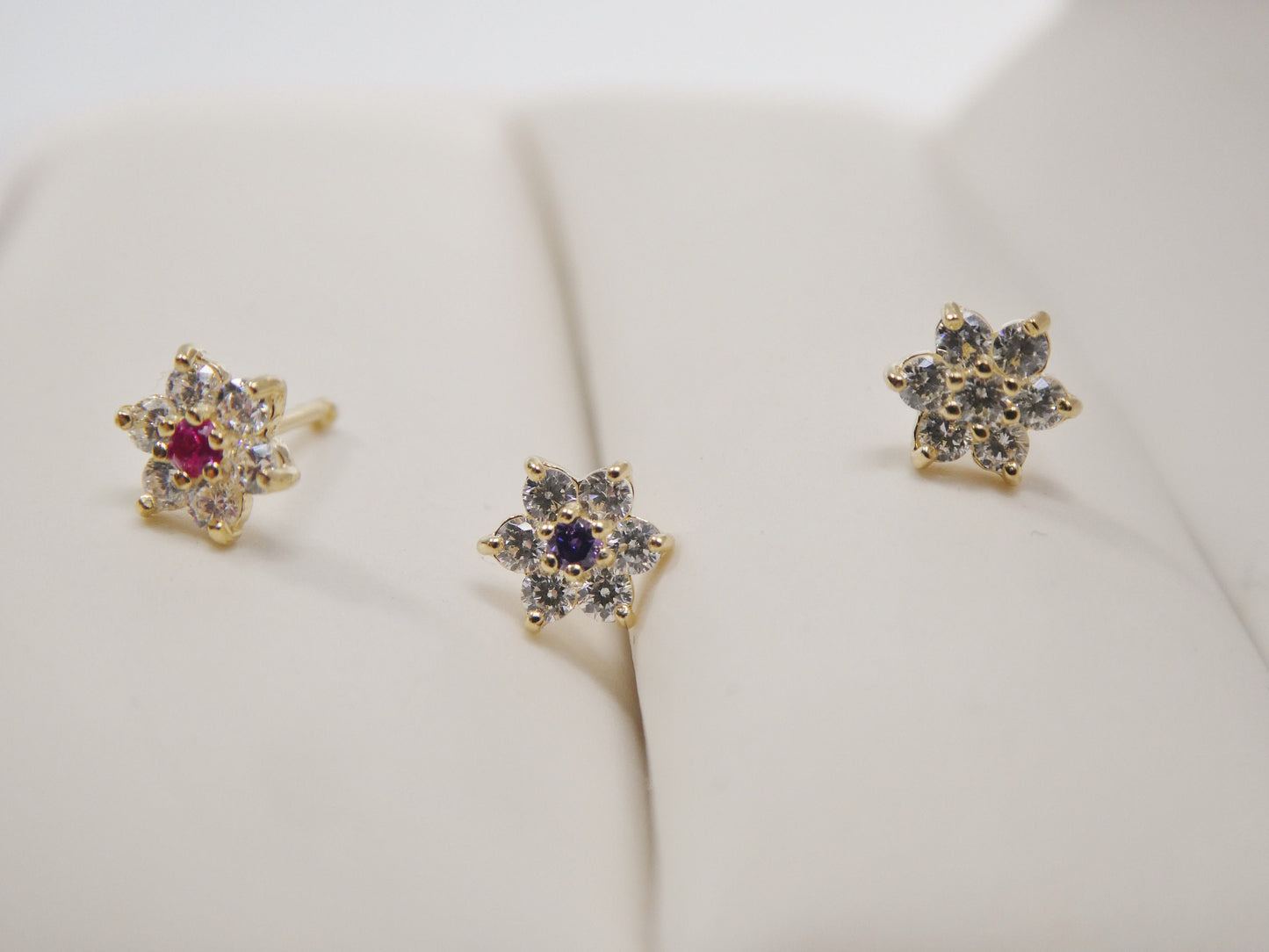 14k real solid yellow gold flower nose rings