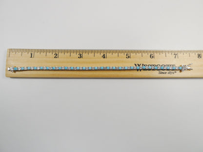 3mm 7 Inch Turquois Tennis Bracelet Real 925 Sterling Silver