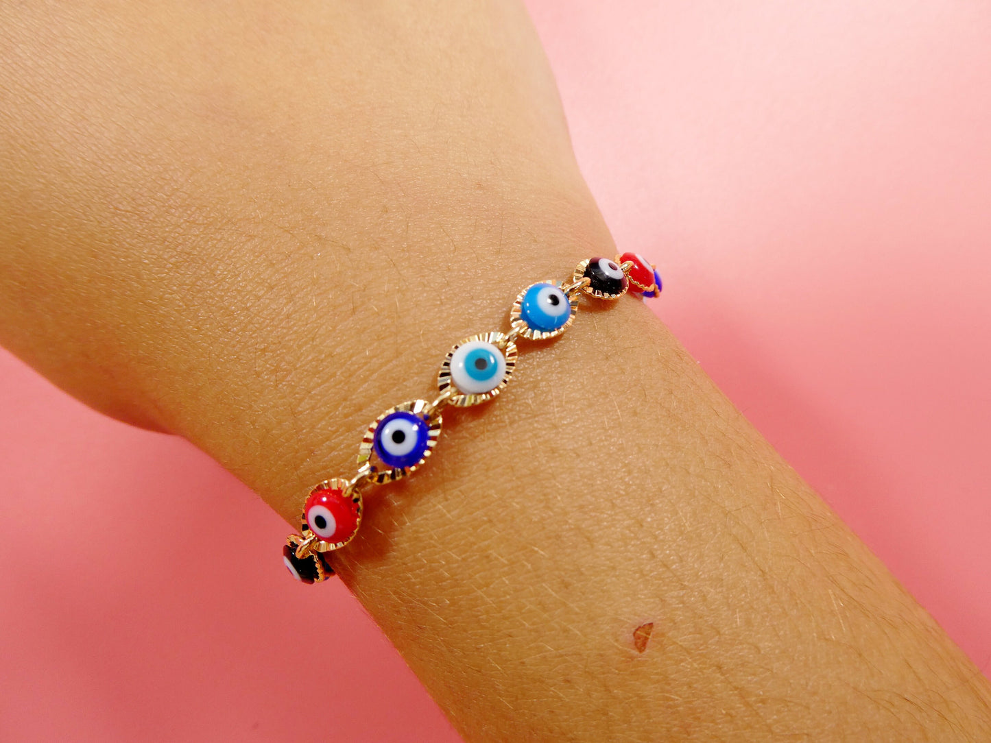 5.5 inch 18k gold filled multi color  EVIL EYE  baby bracelet