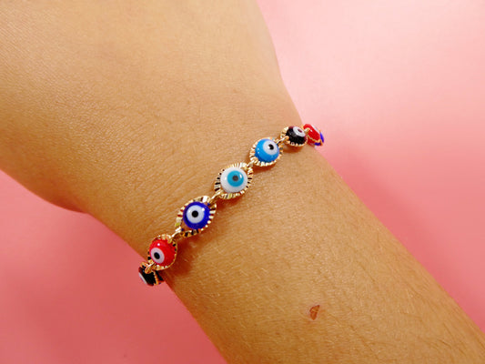 5.5 inch 18k gold filled multi color  EVIL EYE  baby bracelet