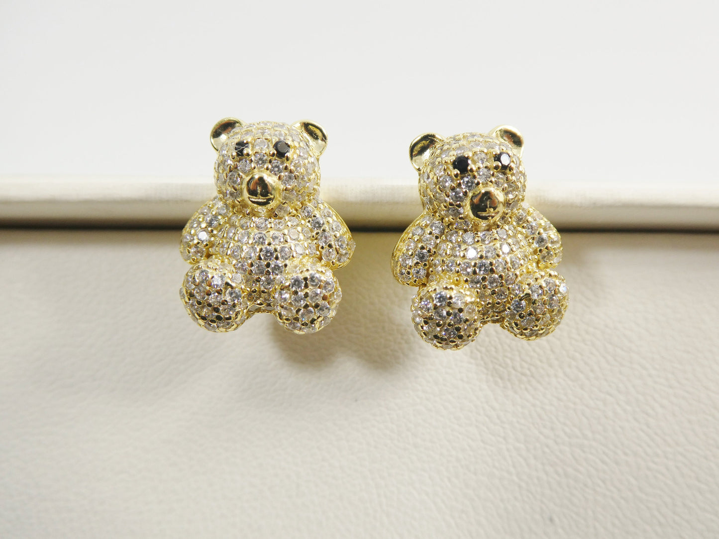 real 925 sterling silver small teddy bear push post earrings