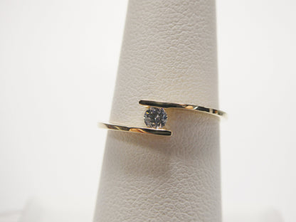 Real 10k Solid Yellow Gold Women's Classic Micro Pave Setting Ring