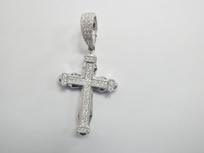 Real 925 Sterling Silver 22 Inch Flat Chain and Moissanite Cross Pendent Charm