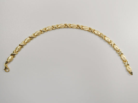 10 inch real 925 sterling silver xoxo xo x heart anklet bracelet 14K YELLOW GOLD FINISH