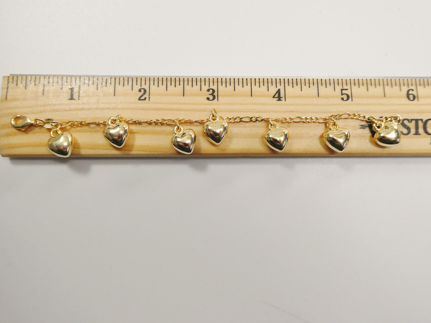6 inch 7 inch 14k gold filled heart dangling  baby bracelet