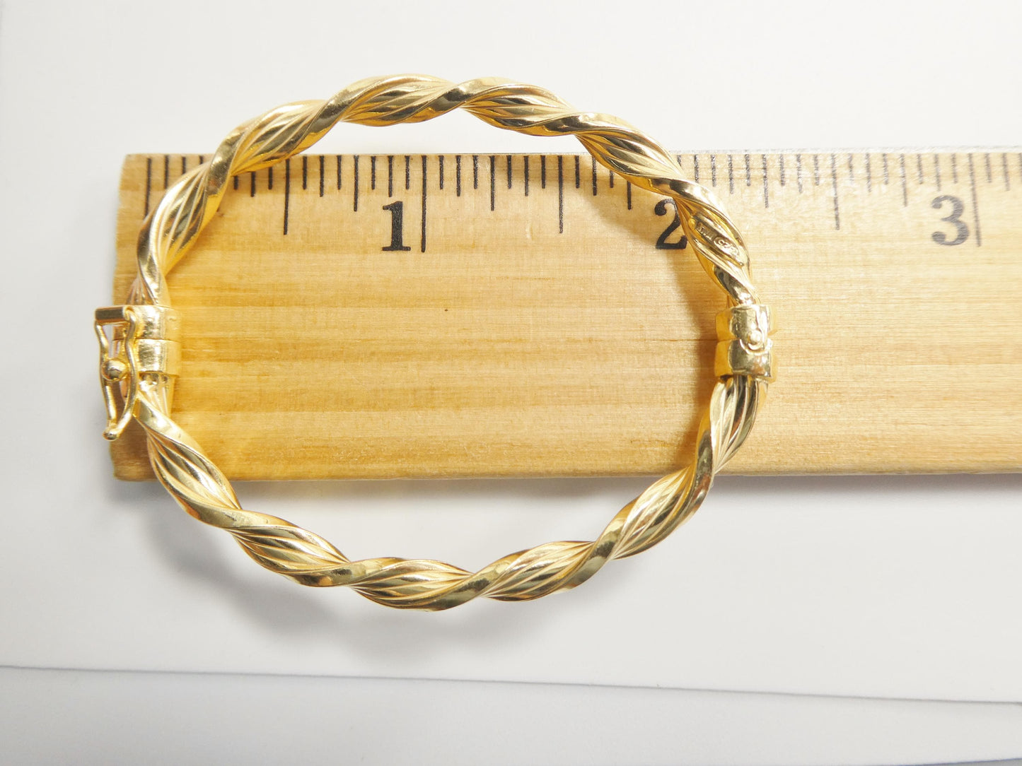 925 sterling silver baby children twist bangle bracelet yellow gold color finish