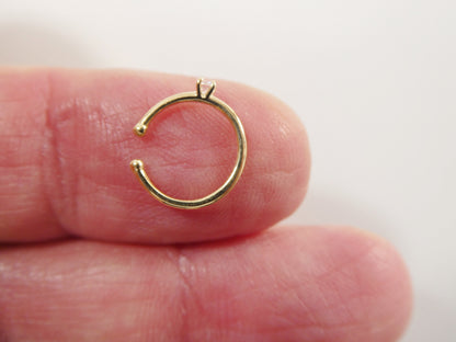 14k Real Solid Yellow Gold Cartilage Nose Ring Body Ring Piercing