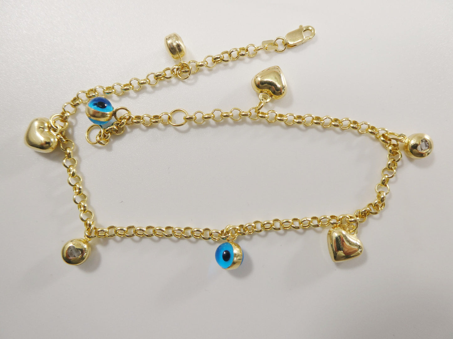 real 14k solid yellow gold 9 inch anklet bracelet