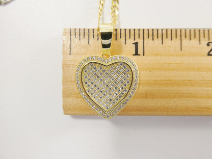 Real 925 Sterling Silver 18 Inch Flat Chain & Heart Pendent Charm
