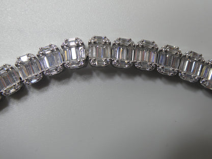 Real 925 Sterling Silver Tennis Baguette 7 Inch Bracelet