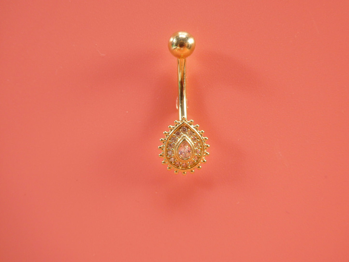 14k real solid yellow gold high polish oval shape belly button ring piercing