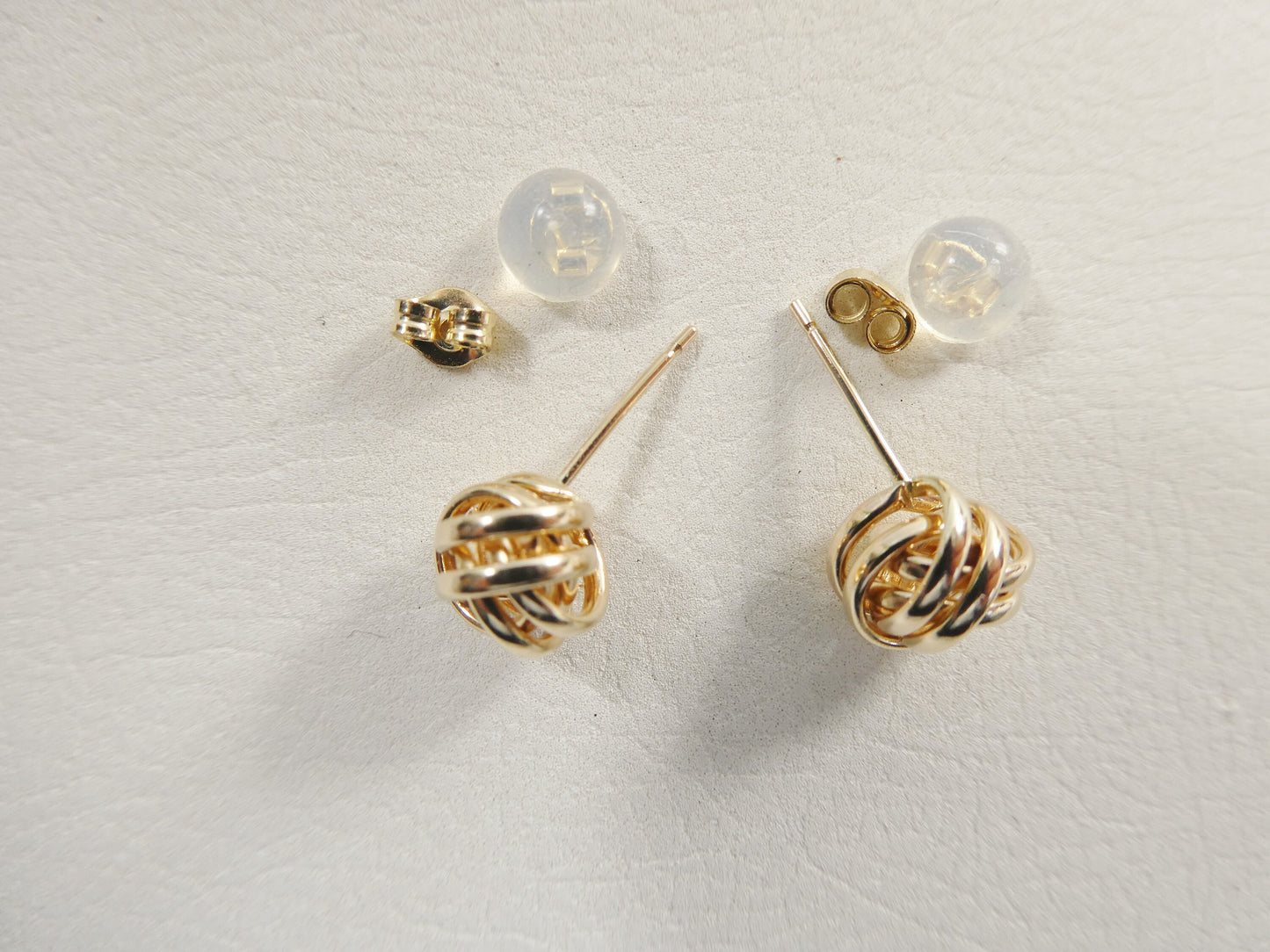 real 10k solid yellow gold push post small loveknot stud earring
