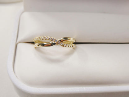 Real 10k Solid Yellow Gold Women's Classic Micro Pave Setting Ring