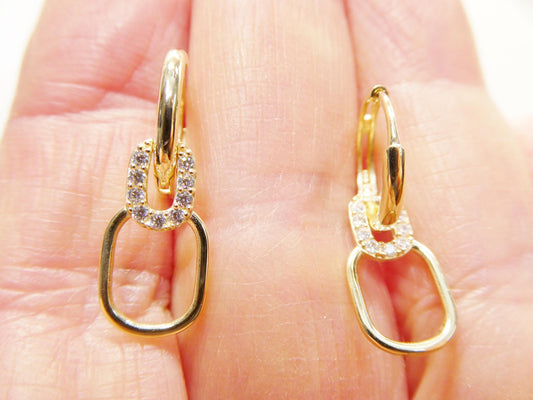 real 10k solid yellow gold designer hoop huggie earrings