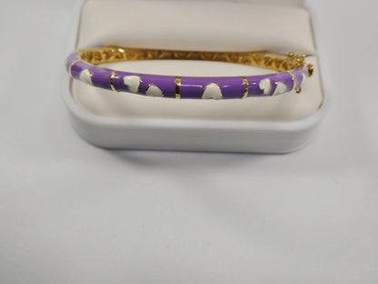18k Yellow Gold Filled 50mm Purple Enamel Children Bangle Bracelet