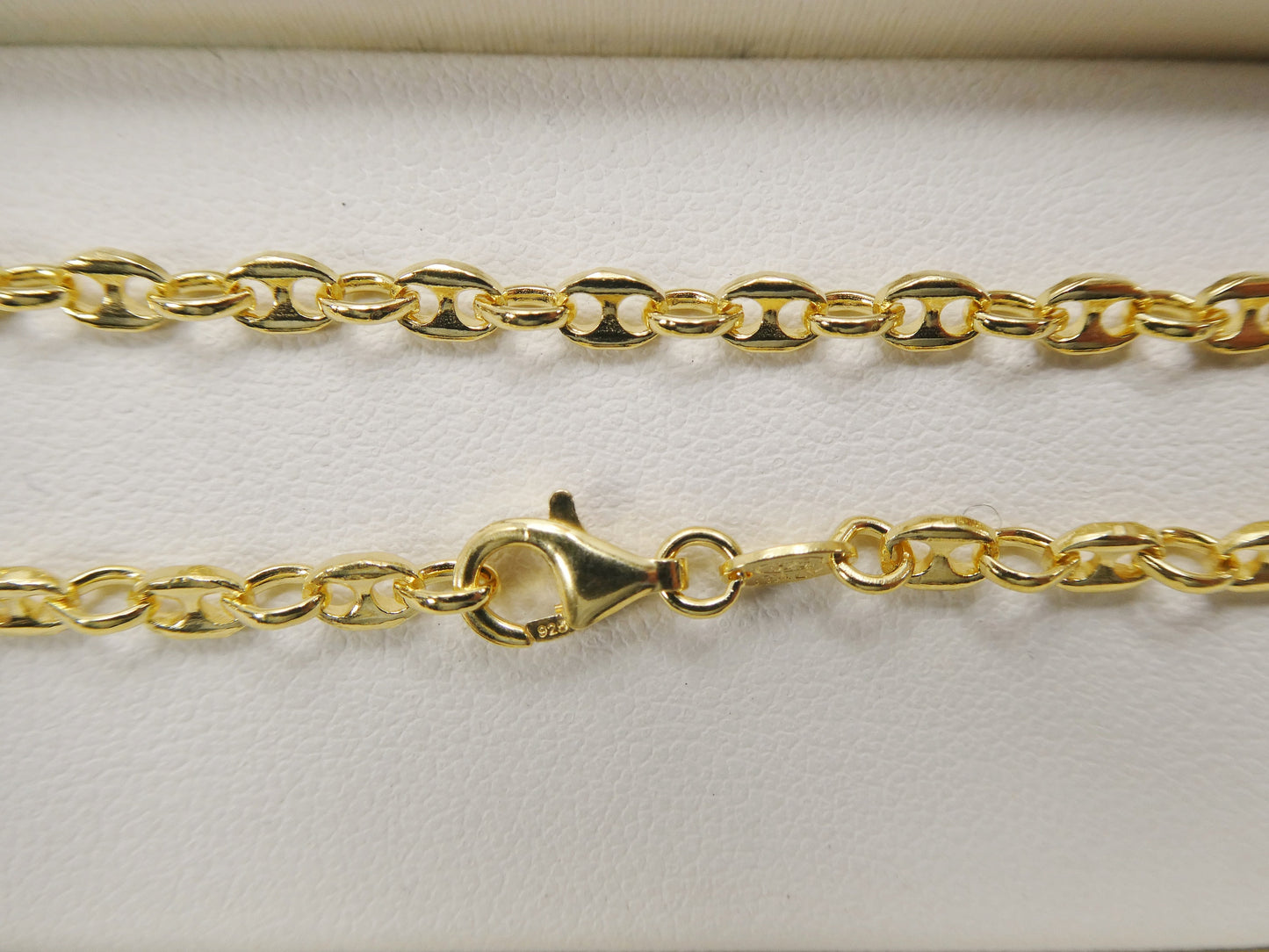 Real 925 sterling silver 10 inch mariner anklet 14k yellow gold finish
