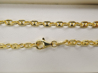 Real 925 Sterling Silver 10 Inch Mariner Anklet 14k Yellow Gold Finish