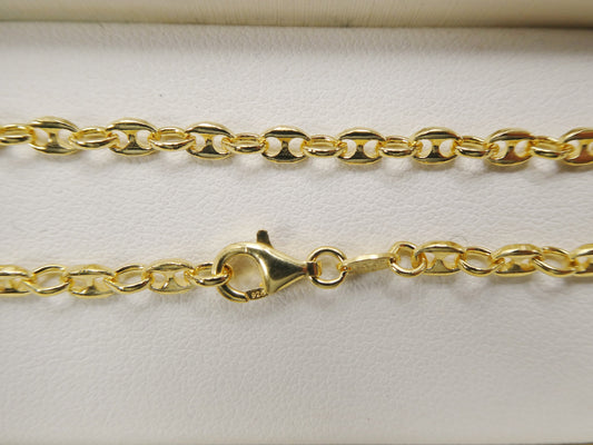Real 925 sterling silver 10 inch mariner anklet 14k yellow gold finish