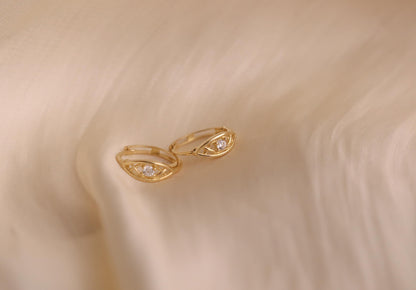 Real 10k Solid Yellow Gold Designer Hoop Huggie Earrings