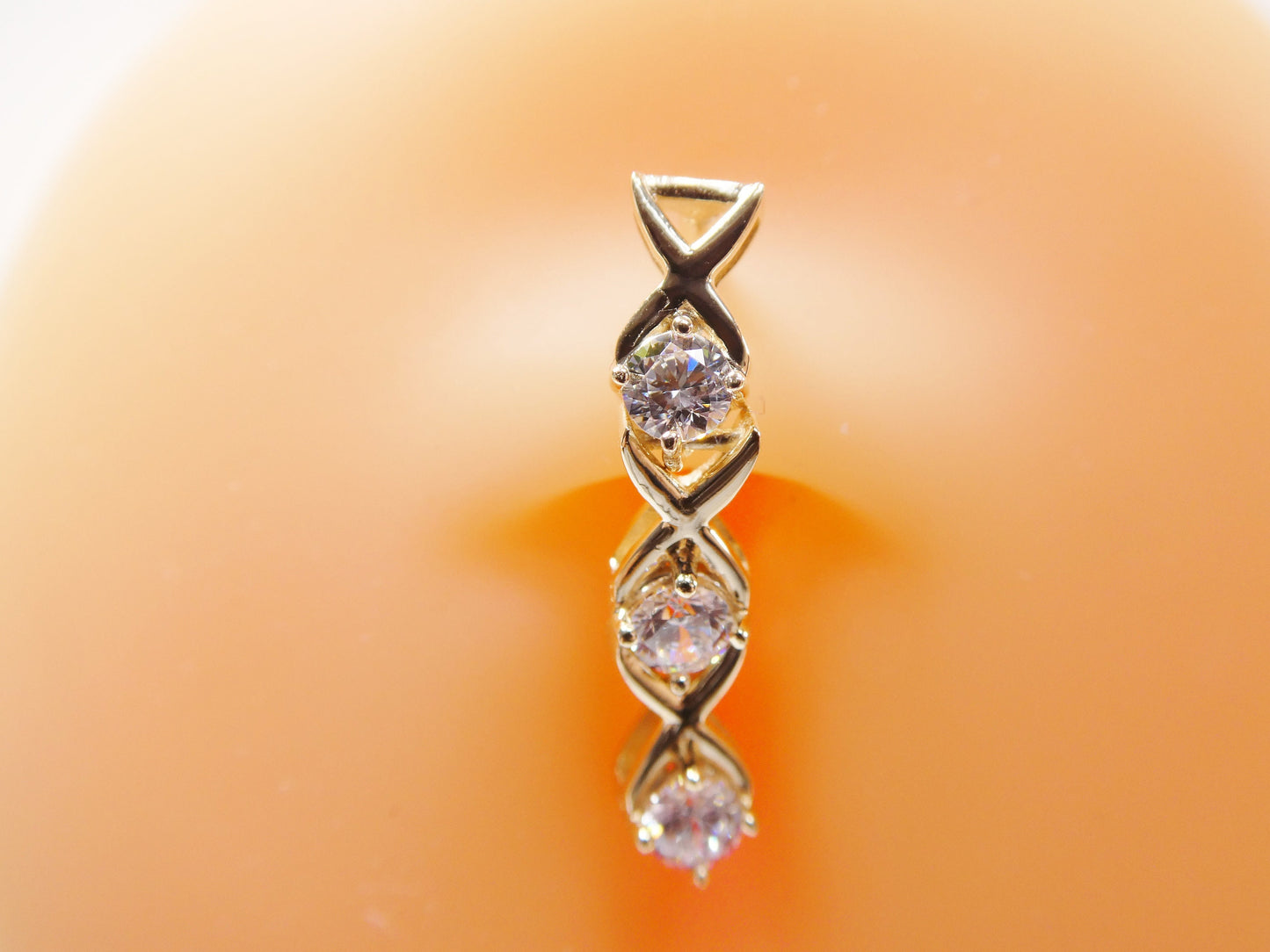 14k real solid yellow gold xoxo belly button dangle ring piercing