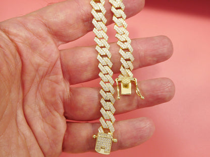 MEN LADIES 14k Yellow Gold Color Monaco Bracelet Over Real Solid 925 Sterling Silver