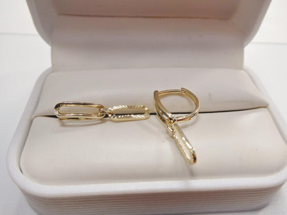 Real 10k Solid Yellow Gold Designer Hoop Huggie Earrings