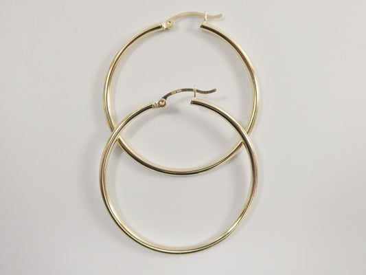 real 10k solid yellow gold plain high polish 40mm hoop earrings