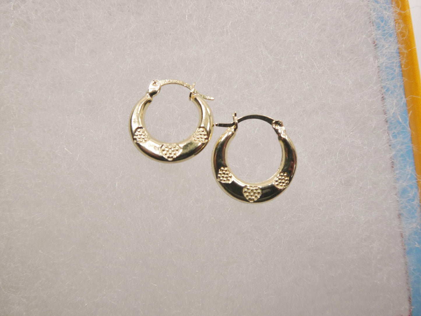 10k real solid yellow gold 14mm classic design children hoop earrings