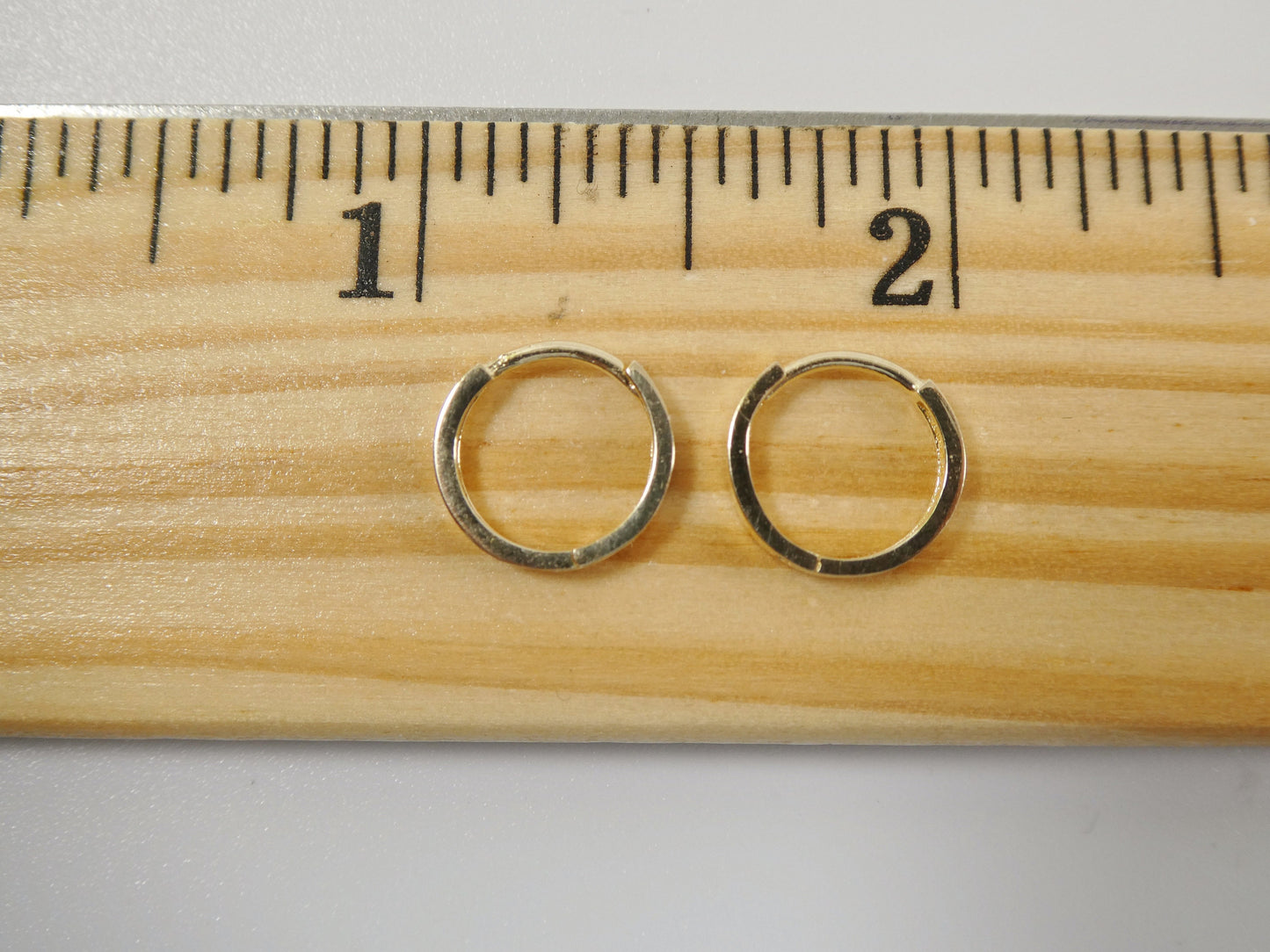 real 10k solid yellow gold 11mm high polish plain hoop huggie earrings