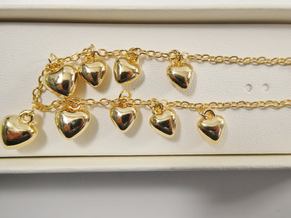 6 Inch 7 Inch 14k Gold Filled Heart Dangling Baby Bracelet